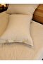 Double Washable Linen Pillowcase with Wooden Buttons and Elastic Sheet Set - 2