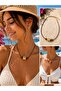 Mustard Yellow Glass Evil Eye Beaded Brown String Women's Necklace - 3