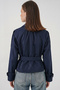 Women's Belted Short Trench Coat 5970 - Navy Blue - 3