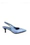 Genuine Leather Blue Open Back Stiletto
