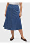 Elastic Waist Pocketed Jean Skirt (S6) - 2