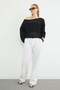 Mesh Knitted Boat Neck Knitwear Blouse - 4