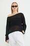 Mesh Knitted Boat Neck Knitwear Blouse - 3
