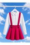 Girl's Shirted Salopet Dress with Pantyhose and Gift - 6