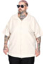 Mode XL Large Size Shirt with Lapel Collar and Short Sleeves U26385 Beige