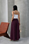 Filamlı Linen Skirted Trousers 8826 Plum - 3