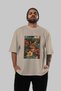 For the Love of Cats 55 Front Cat Printed Beige Oversize T-Shirt 100% Cotton Unisex Cat Lover Premium Design - 5