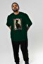 For the Sake of Cat 86 Front Cat Printed Green Oversize T-Shirt 100% Cotton Unisex Cat Lover Premium Design - 7