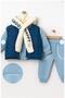 Baby boy 3-piece winter tracksuit set – fleece shawl, fleece-lined vest, sweatshirt and bottoms 10697-y - 2