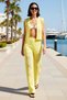 Women's Openwork Knitwear Sleeveless High-Neck Long Pants Set %100 Cotton Beach Wear Comfortable Casual Modern