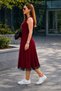 New Season Women's Strappy Round Neck Skirt with Lace Hem Midi Comfortable Summer Dress - 2