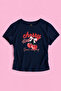Women's Navy Blue Sweet Cherry Printed Crew Neck Slim Crop Tshirt - 2