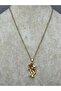 26Kly115 - Gold Red Stone Fish Necklace