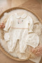 Organic Cotton Baby Girl Floral Patterned Love Girl Embroidered Jumpsuit Hat Glove Set - 2