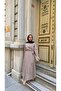 Women's Striped Patterned Waist Tie Dress Brown - 6