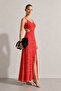 Mina Floral Patterned Long Dress Red - 3