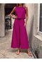 Women's strappy crew neck aerobin crop top and wide leg pant two-piece set - 2