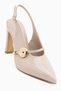 Sanita Beige Buckle Detailed Women's Heeled Shoes