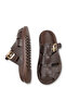 Brown Leather Women's Slippers with Orthopedic Sole and Gold Buckle - 3