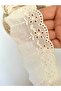 3 Meters Width 5 cm Cotton Raw Color Floral Patterned Belt Figured Quality Guipure, Scallop, Edge - 2