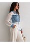 New Season Washed Jean Chiffon Detailed Pocket Cover Long Sleeve Casual Women's Shirt. - 2