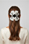 White Black Polka Dot Pearl Tulle Bow Buckle - 4