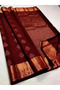 Maroon Woven Saree with Copper-Toned Border - MAF3148 | Maroon