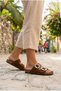Pienn 01103 Anatomical Stone Buckle Detailed Women's Slippers - 6
