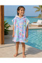 Flamingo, Summer Patterned Children's Poncho Towel Hooded Sea Beach Pool Poncho - 3