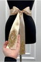 Soft Gold Bridal Sash, Crystal Glass Beads Embellished Bridal Ribbon, Bridal Waist Belt, Sister Sash - 3