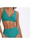 Women's Green Textured Fabric Removable Thin Lined High Waist Tightening Bikini Set - 3