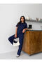 Women's Gold Button Detailed Minimal Design Comfortable Fit Two-Piece Modal Set - 3