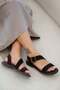 Podols women's genuine suede buckled sandals - brown - 4