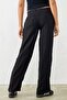 Bethe Black Linen Low Waist Pants with Adjustable Waistband - 6