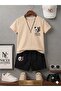Summer Children's T-Shirt Shorts Unisex (Small Panda Print on the Left)