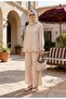 Lavin Strawberry Fabric Ruffled Oversize Trousers Suit-Beige