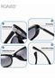 Womens Polarized Oval Sunglasses UV400 Protection Black Metal and PC Frame Fashion Anti Glare Sun Shades with Glasses Case - 4