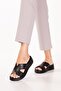 Genuine Leather Comfort Sole Comfortable Daily Slippers Irm.130 Black Skin - 5