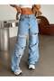 Laser Cut Jeans - Blue - 8
