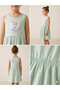 Girl's Heart Sim Printed Sleeveless Mint Green Dress - 3