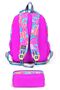 Girl's Three-Compartment Primary School Bag and Pen Holder Set - Pink Water Green Letter Print - 2