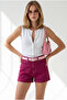 Women's Plum Color Folded Pocket Shorts Shrt-19000094 - 2