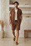Men's Short Sleeve Wrinkled Shirt Shorts Set