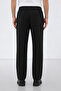 Men's Black Relaxed Fit Elastic Waist Drawstring Straight Leg Premium Linen Fabric Trousers - 6