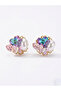 Colorful Heart Stone Butterfly and Pearl Detailed Earrings