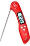Digital Meat Thermometer, Instant Read Food Thermometer with Backlight LCD Screen, Foldable Long Probe (Red)