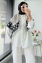 Polka Dot Patterned Cotton Shoulder Shawl - Black - 3