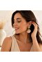 Gold Sea Shell Shaped Women's Earrings with Mint Detail - 2