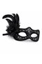 Black-Feathered Ball Mask Women's Party Accessory BX - 2