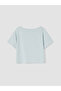 Blue Boat Neck Oversize Soft Touch Women's T-Shirt - 7